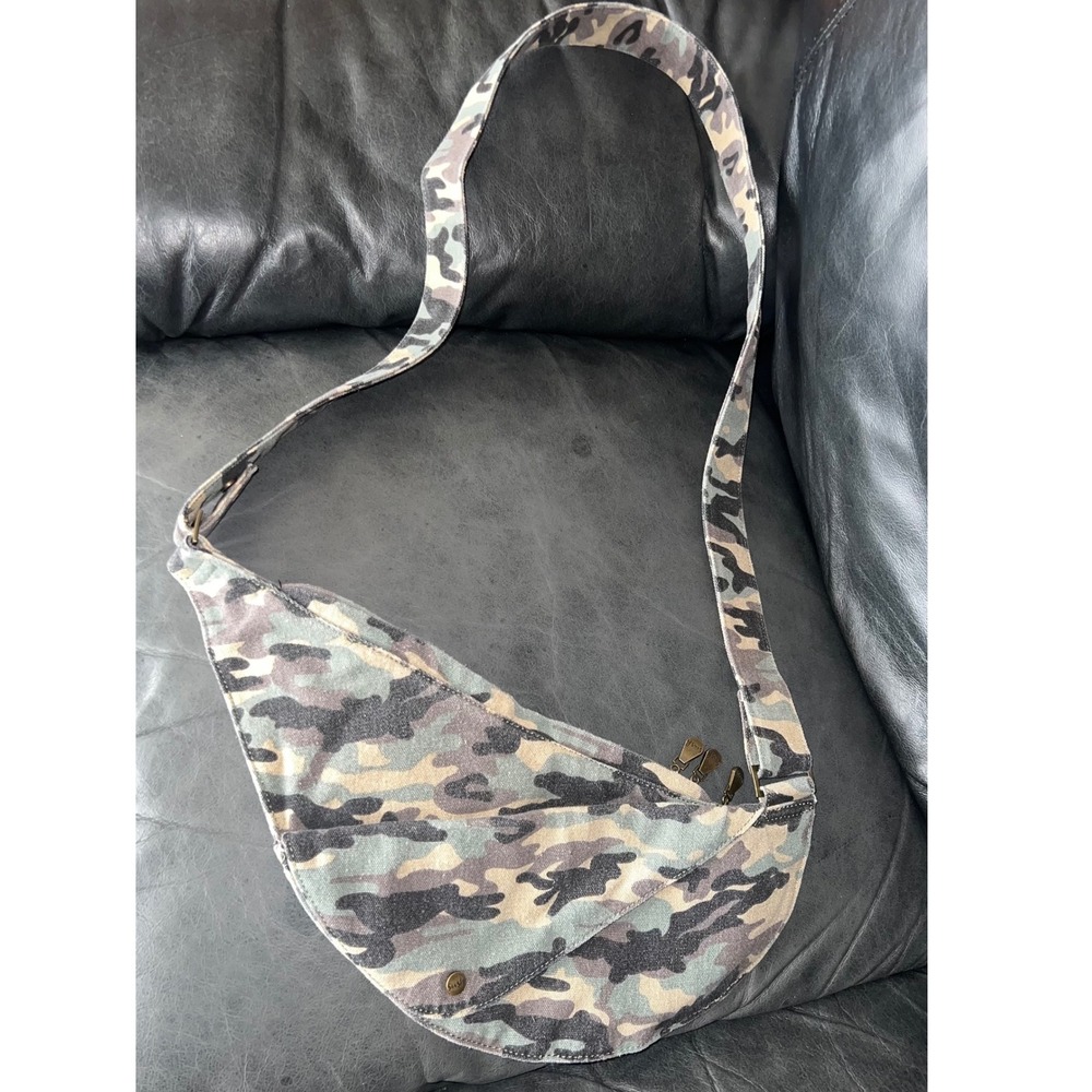 Sash Bag Camouflage Canvas Crossbody Sling Bag Adjustable Strap Multi Pocket
